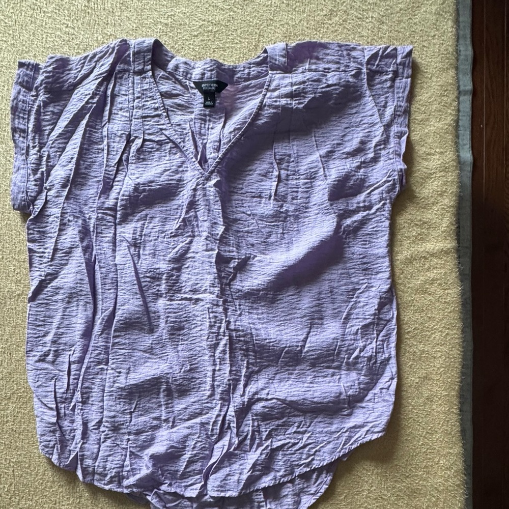 Simply Vera Vera Wang Light Lavender V-Neck Short Sleeve Blouse